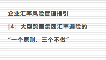 企业汇率风险管理指引| 4：大型跨国集团汇率避险的“一个原则、三个不做”